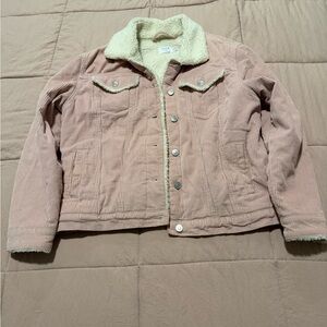 Women's Pink Corduroy Jacket with Sherpa Lining